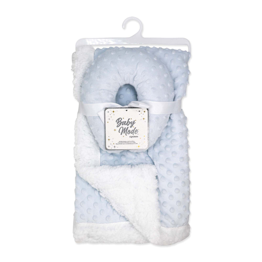 Popcorn Sherpa Baby Blanket & Neck Pillow Set – 100% Polyester, 30" x 36"