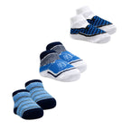 Blue Baby Crew Socks 3 Pairs – Checks & Stripes (0–6 Months)