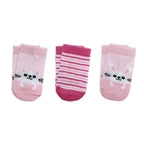 Pink Bunny & Cat Baby Socks 3-Pack (0–6 Months)