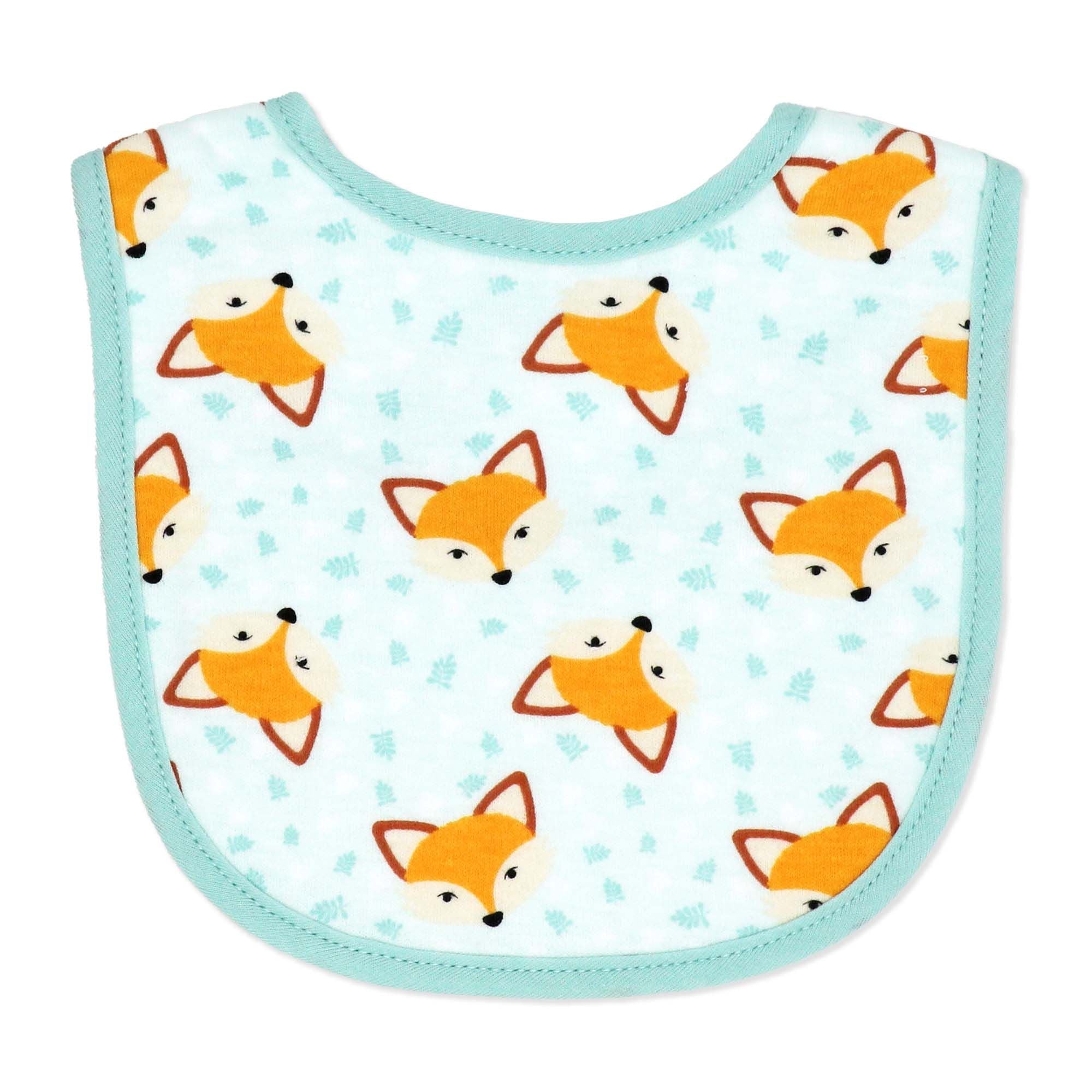 Fox Print Baby Bibs 4-Pack – Soft Cotton Blend Feeding & Drool Bib Set