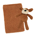 Brown Dog Chenille Baby Blanket & Plush Toy Set – 100% Polyester, 30" x 36"