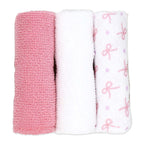 6-Piece Pink Bear Baby Bath Set – 3 Hooded Towels & 3 Washcloths, 100% Polyester