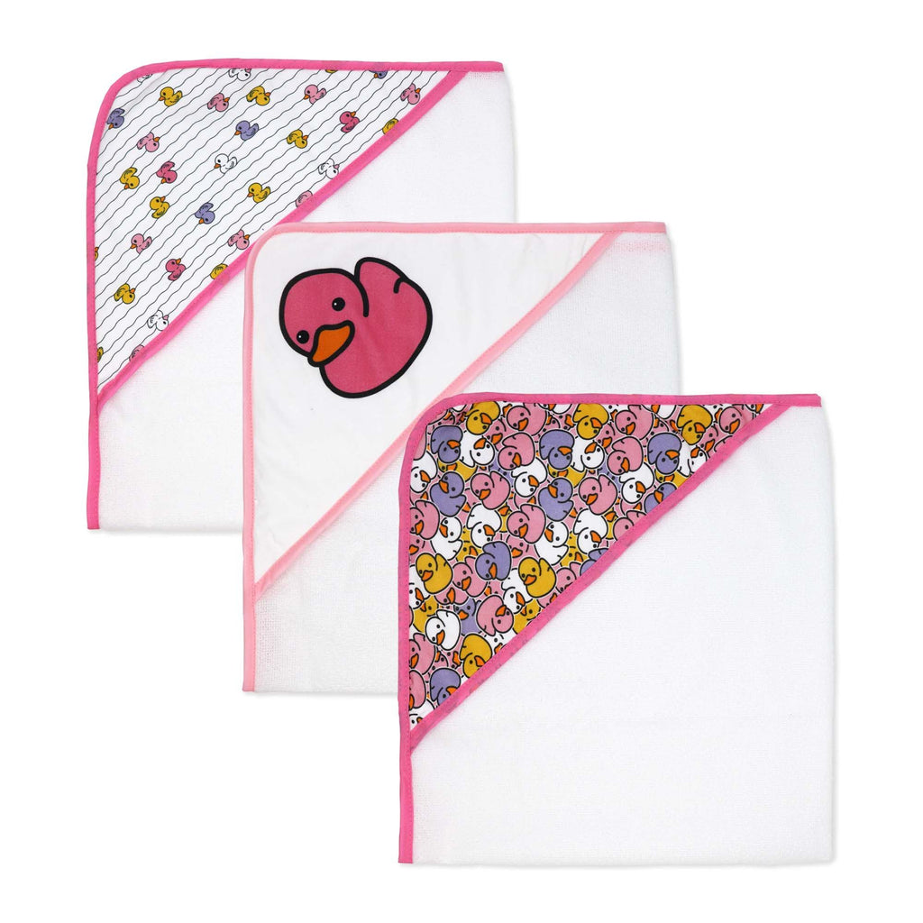 Duck Baby Bath Set – 100% Polyester Hooded Towel, Washcloths & BPA-Free Bath Toys