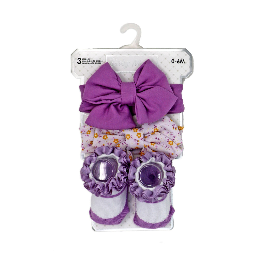 Baby Girl Socks & Headbands Set 0–6M – 2 Cotton Bows + Ruffle Socks