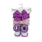 Baby Girl Socks & Headbands Set 0–6M – 2 Cotton Bows + Ruffle Socks