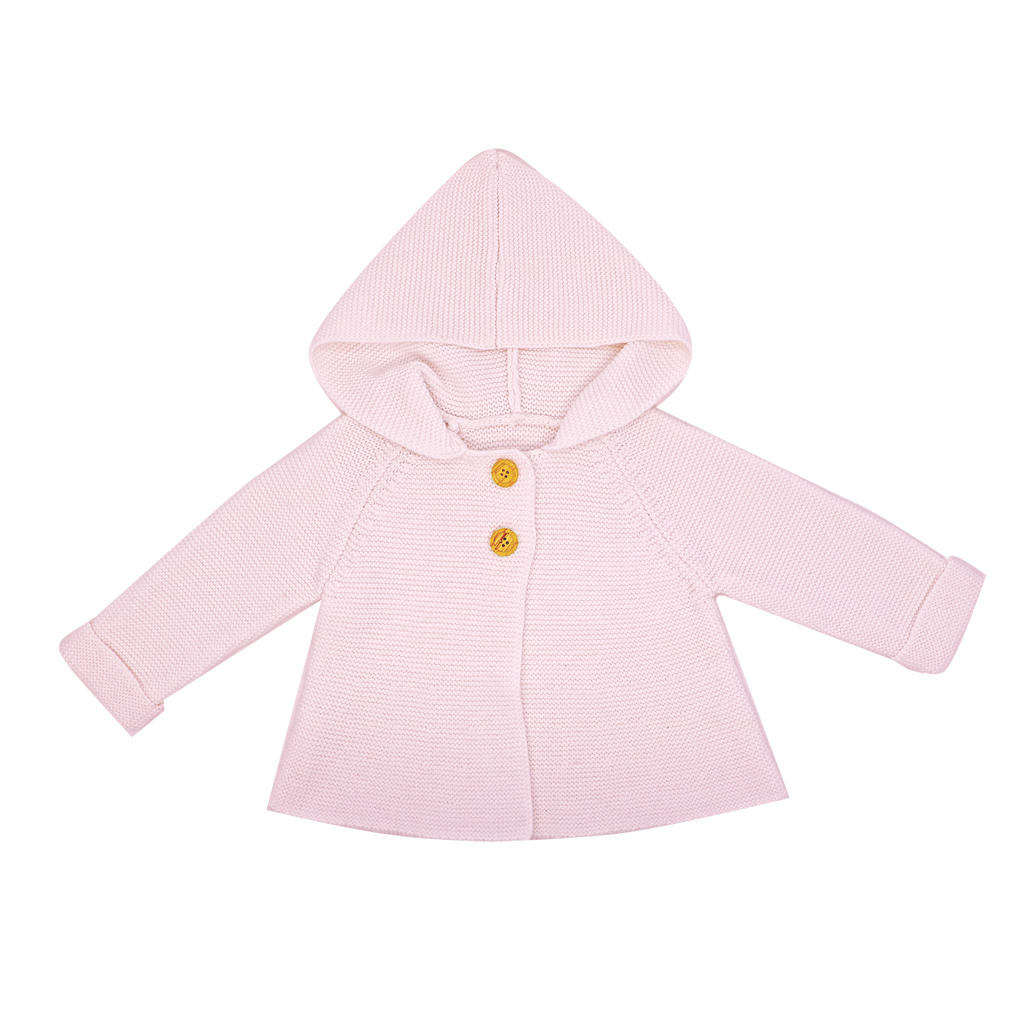 Pink Hooded Baby Cardigan Sweater – 100% Cotton