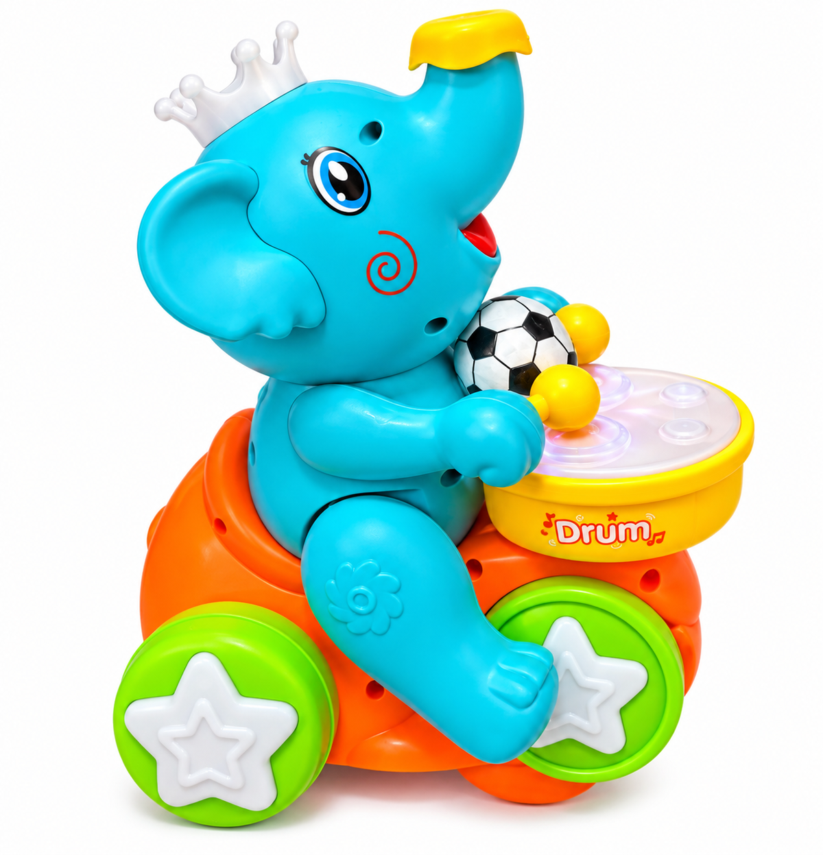 Elephant Drummer Bump &amp; Go Musical Toy – Interactive Light-Up Elephant for Kids (3+ Years