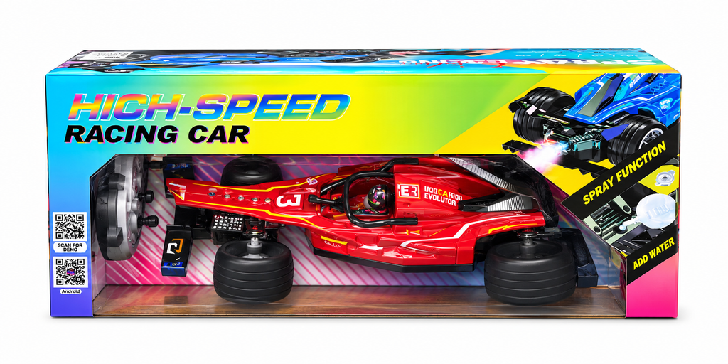 High-Speed Formula 1 RC Racing Car – Spray, Lights &amp; Music | Red BLUE GREY