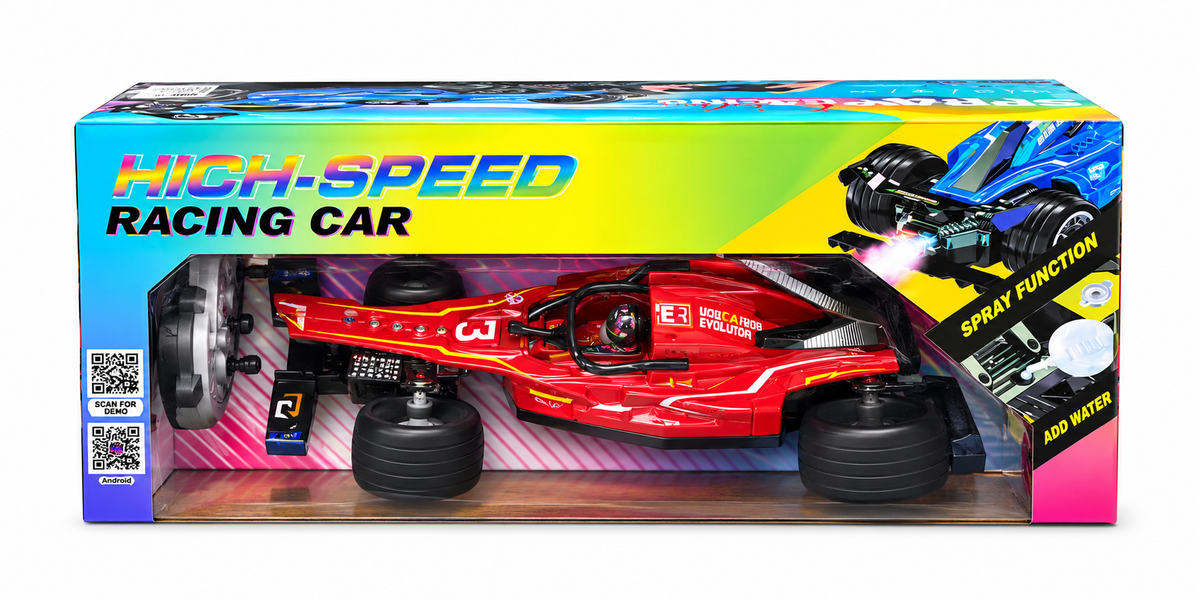High-Speed Formula 1 RC Racing Car – Spray, Lights &amp; Music | Red BLUE GREY