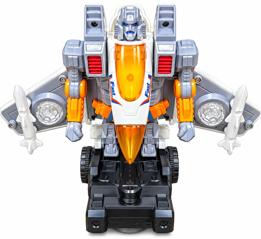 2-in-1 Transforming Robot Aircraft Toy – Fighter Jet &amp; Robot with LED Lights and Sound