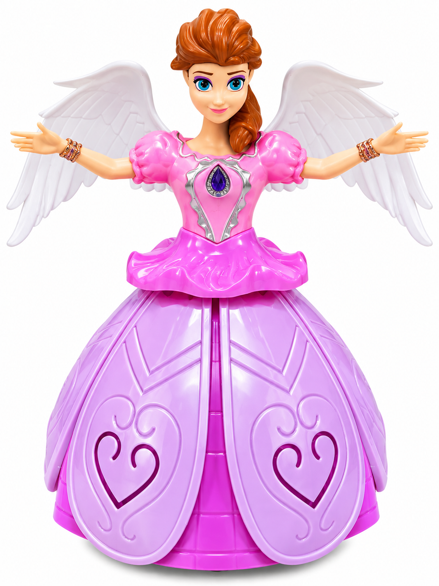 Angel Girl Dancing Princess Doll – Musical Bump &amp; Go Toy with Colourful Lights (3+ Years)