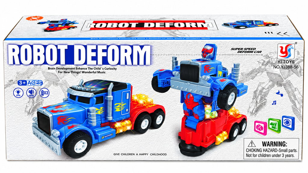 Transforming Robot Truck Toy – Electric Robot Deform Truck with Lights &amp; Music (3+ Years)