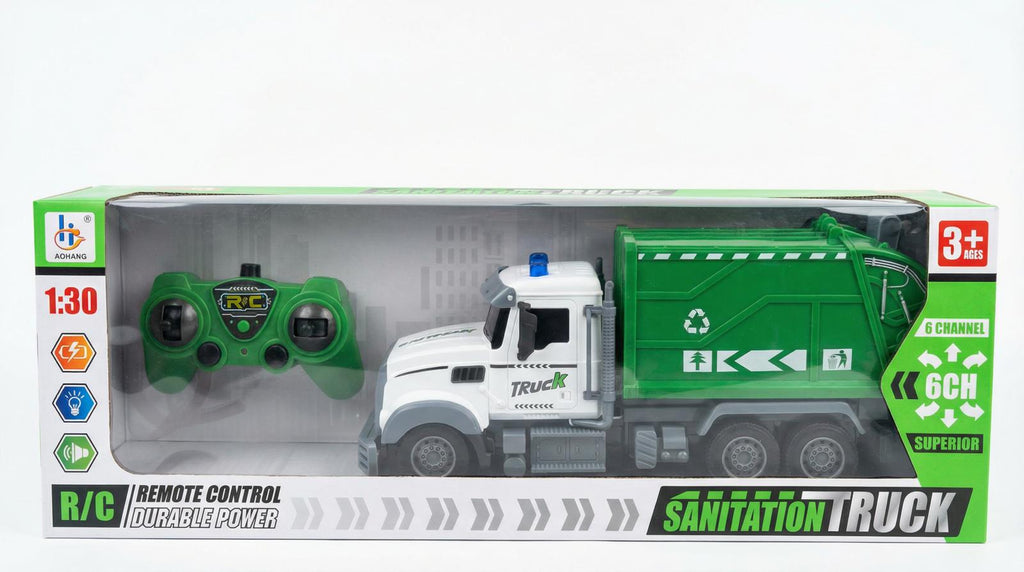 RC Sanitation Truck – 1:30 6‑Channel Garbage Truck, Ages 3+