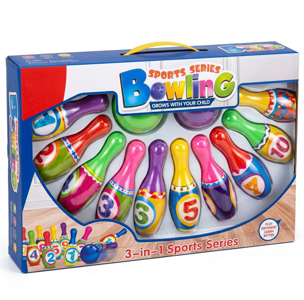 Kids Bowling Set – 10 Numbered Pins & Ball (Ages 3+)