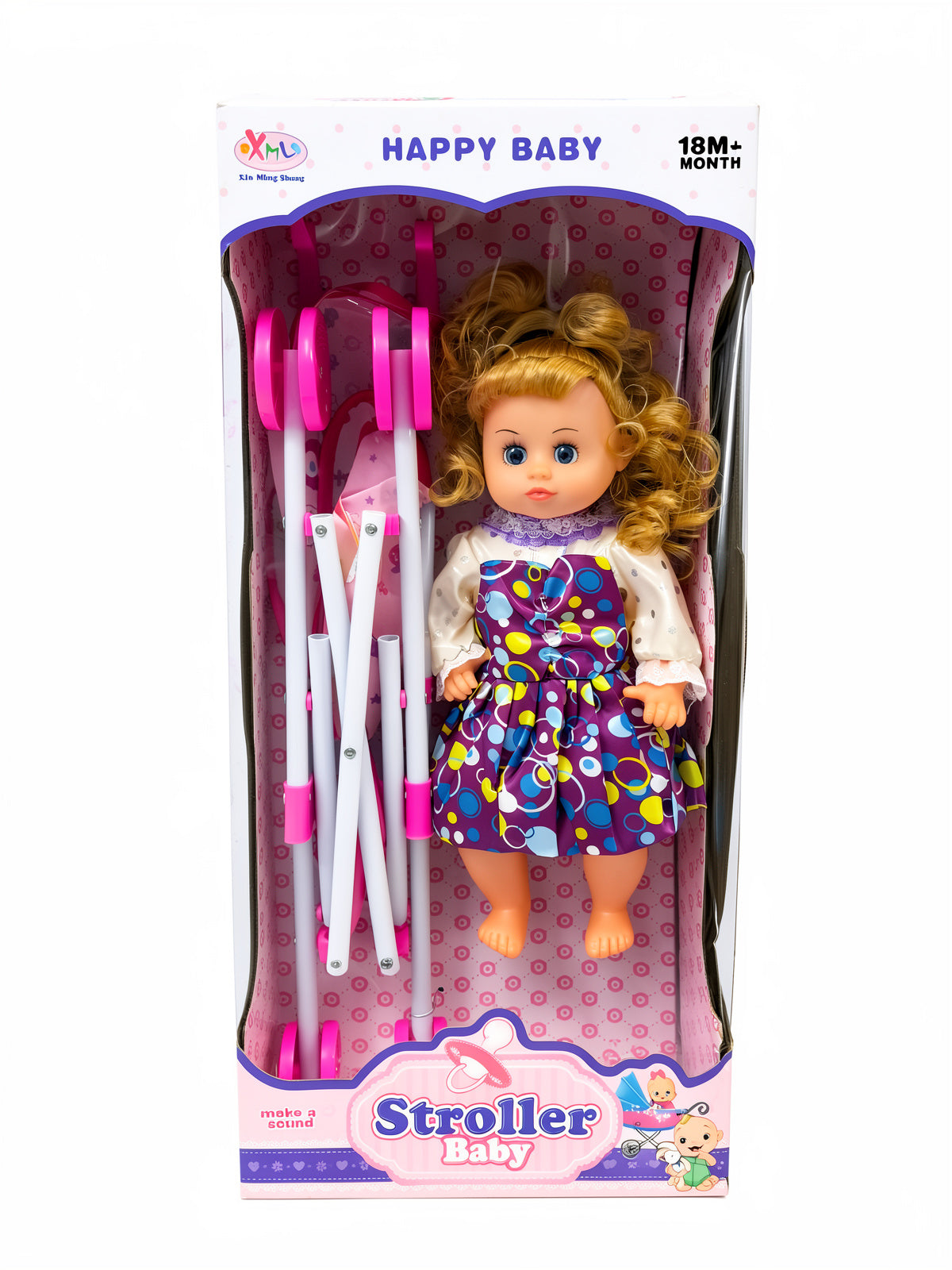 Happy Baby Doll & Stroller Play Set – 18+ Months