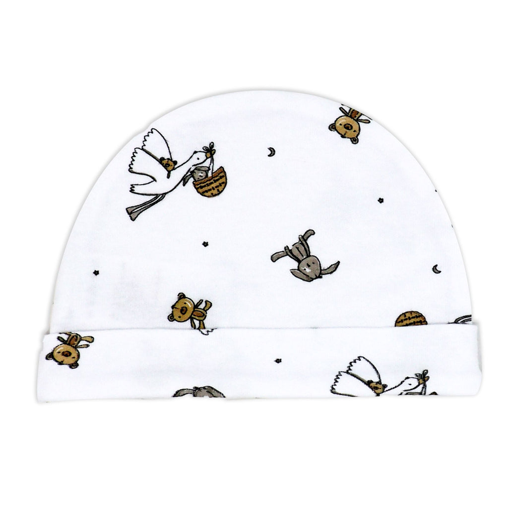 Stork Print 5 Piece Baby Layette Gift Set – 100% Cotton