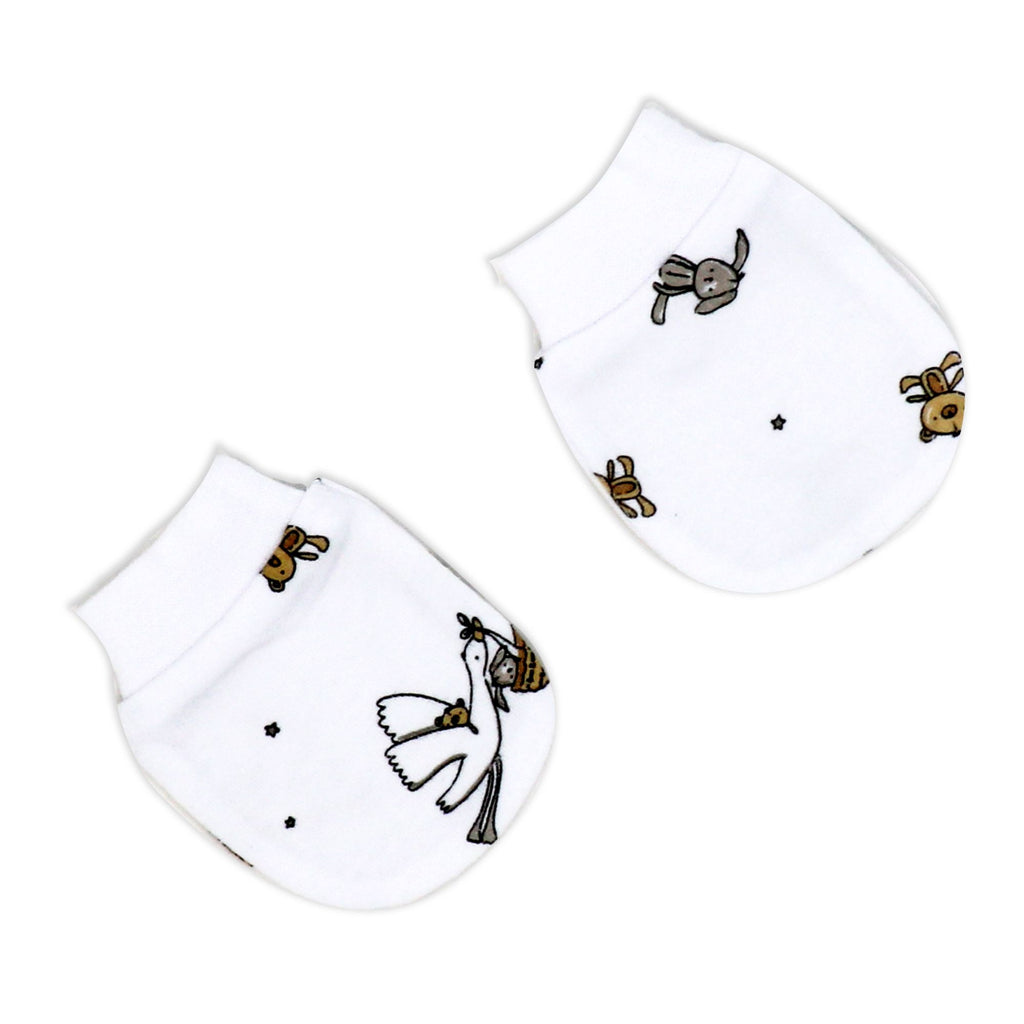 Stork Print 5 Piece Baby Layette Gift Set – 100% Cotton