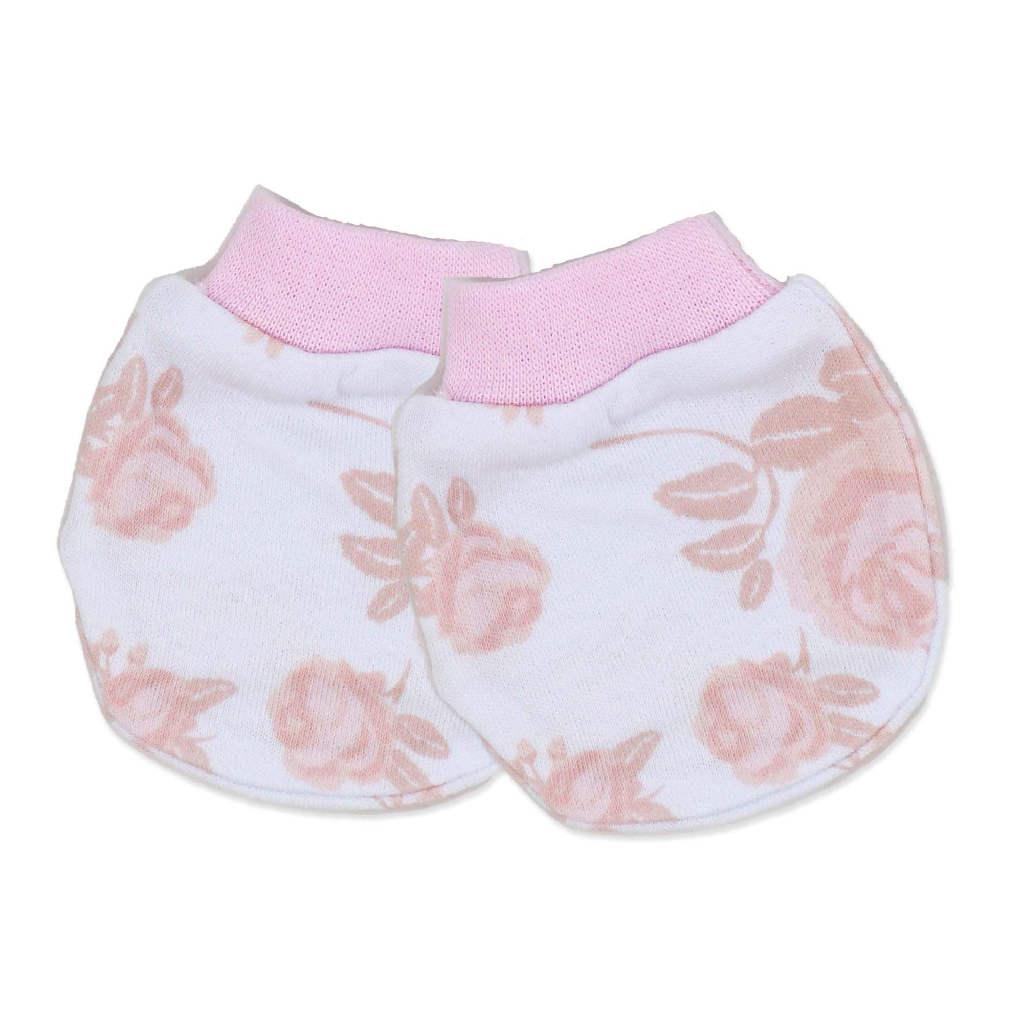 Pink Rose 5 Piece Baby Girl Layette Gift Set – 100% Cotton