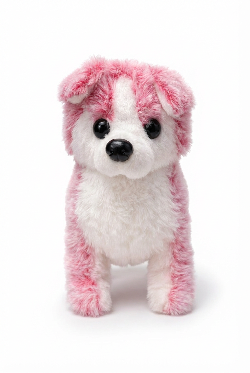 Battery Operated Walking Husky Plush Toy – Pink & White Dog, Ages 2+