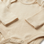 Beige Long Sleeve Baby Bodysuit – 100% Cotton