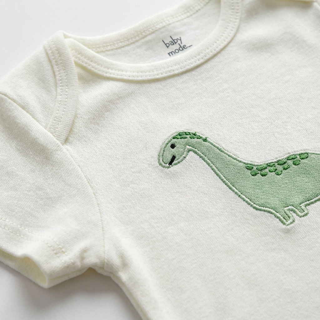 Body bébé dinosaure vert - 100 % coton