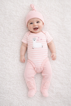 3 Piece Pink Llama Baby Outfit Set-100% cotton