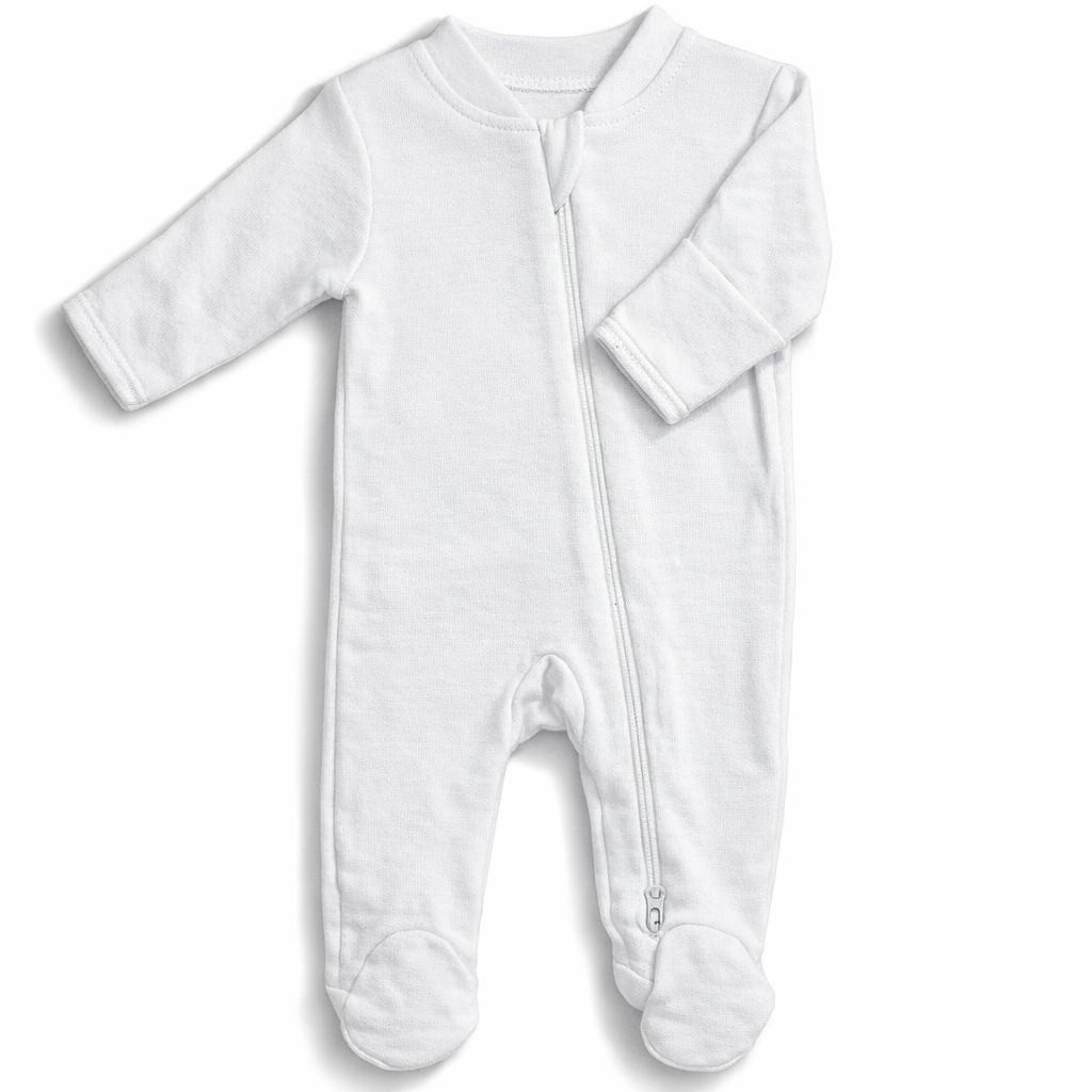 White Zip Baby Sleeper| One Piece – 100% Cotton