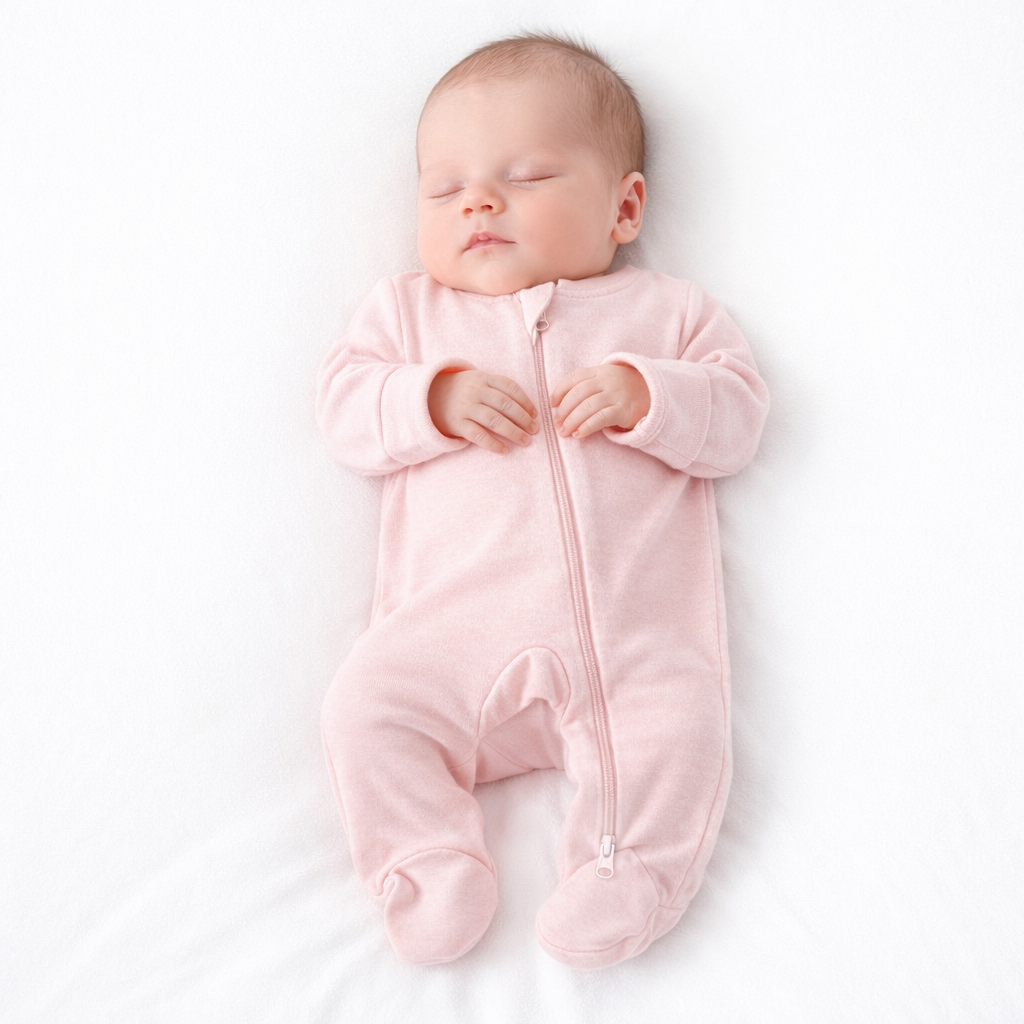 Pink Zip Baby Sleeper – 100% Cotton