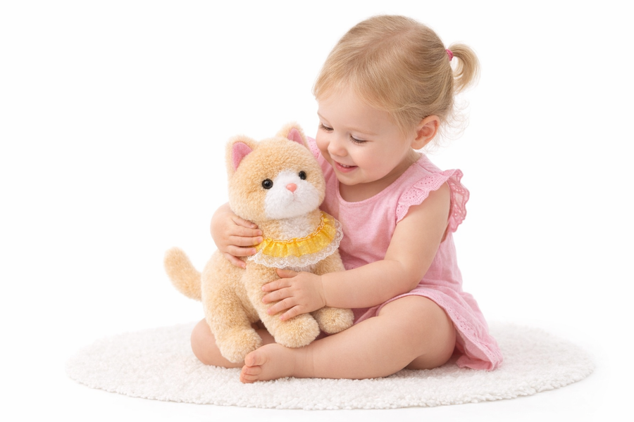 Battery Operated Walking Kitten Plush Toy – Moving Cat with Dress Collar, 2+ Ages