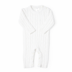 White Cable Knit Baby Romper – 100% Cotton