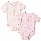 Pack of 2 Diaper Vest Pink Bodysuit-100% Cotton