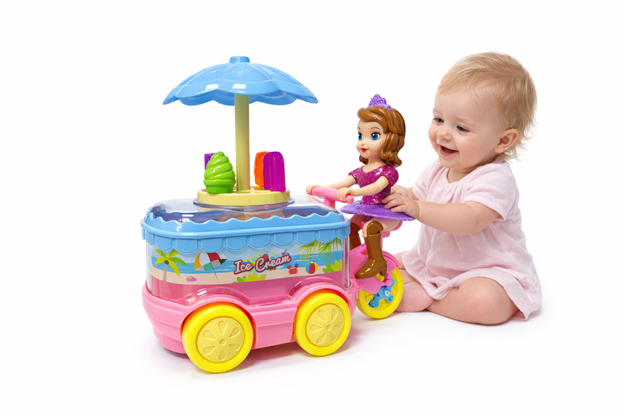 Princess Ice Cream Cart Toy – Battery Operated Moving Tricycle, Ages 3+
