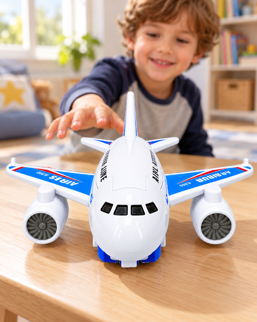 2-in-1 Automatic Morphing Airplane Robot Toy with Lights &amp; Sound (Ages 3+)