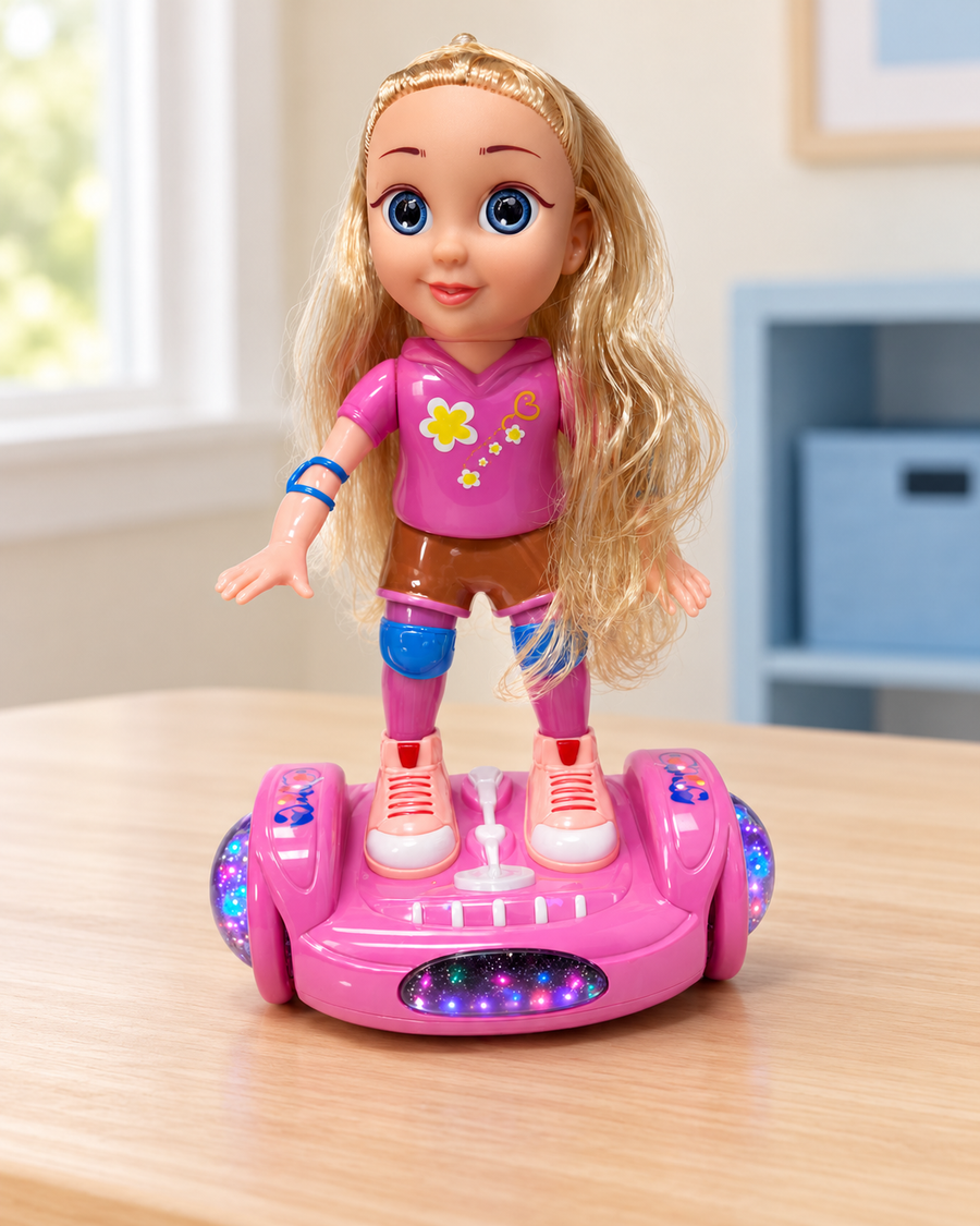 Battery Operated Dancing Doll – Moving Scooter Toy, Ages 3+