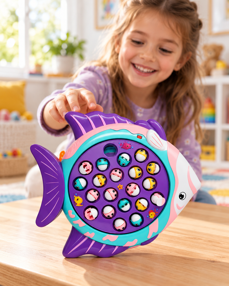 Electric Fishing Game Toy – Rotating Fish & Rods Set 3+(Ages)