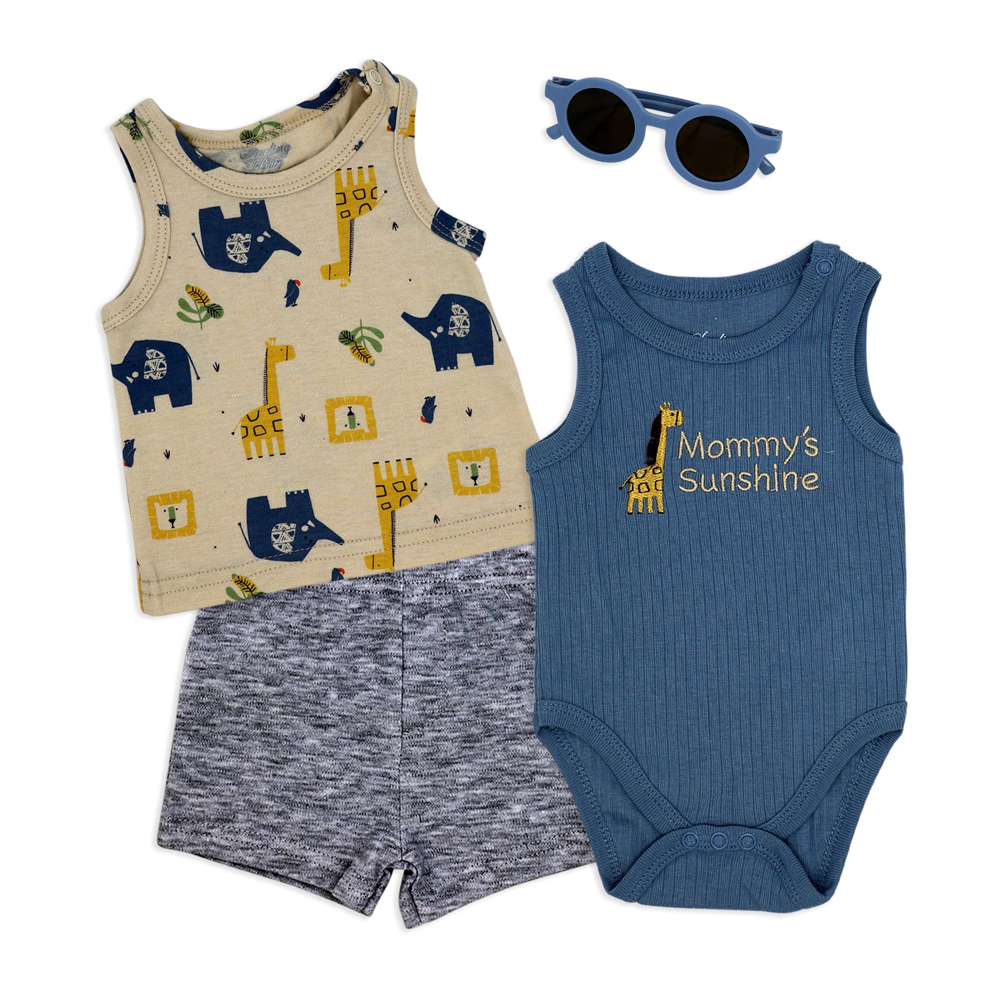 Safari Tank Bodysuit & Short Set with Sunglasses – Baby 9M